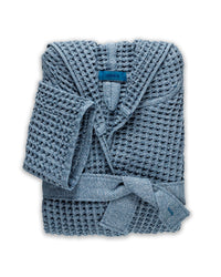 Onsen Waffle Bath Robe in Denim #color_denim