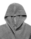 A close-up image of the ONSEN Cinder Grey Waffle Bath Robe.