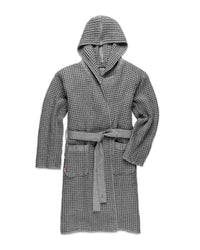 The ONSEN Cinder Grey Waffle Bath Robe on a white backgound.