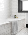 The ONSEN White Waffle Bath Sheet Set in a bathroom setting.