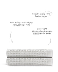 The ONSEN White Waffle Bath Sheet Set of 2 on a white background.