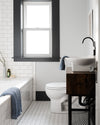 The ONSEN Denim Waffle Bath Sheet in a bathroom setting.