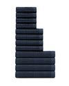 The ONSEN Twilight Blue Waffle Bath Sheet Move in set on a white background.