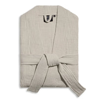 Antimicrobial Gauze Robe folded and tied, featuring a cozy, silver-infused finish for odor protection.