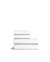 Sculpted Terry 4pc Towel Bundle featuring two bath towels and two hand towels in a stacked arrangement.
