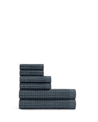 Supima® Waffle 6pc Bath Sheet Bundle with two bath sheets, two hand towels, and two face towels stacked neatly.