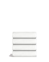 Sculpted Terry Hand Towels stacked neatly, showcasing their plush texture and fast-drying design in a clean white color.