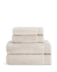 The ONSEN Oatmeal Plush Bath Towel set of 4 on a white background.