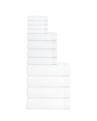 Onsend Plush Bath Sheet Move in Set in white on a white background. 