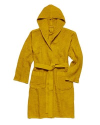 The ONSEN Ochre Waffle Bath Robe on a white background.