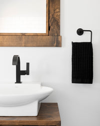 Onsen Waffle Hand Towel in Black #color_black