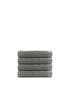 The ONSEN Cinder Grey Waffle Hand Towel Set of 4 on a white background.