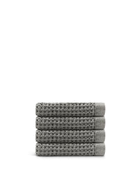The ONSEN Cinder Grey Waffle Hand Towel Set of 4 on a white background.