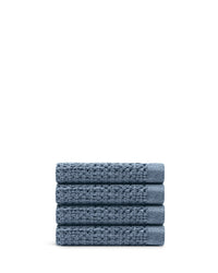 The ONSEN Denim Waffle Hand Towel Set of 4 on a white background.