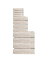 The ONSEN Plush bath sheet in Oatmeal #color_oatmeal on a white background. 